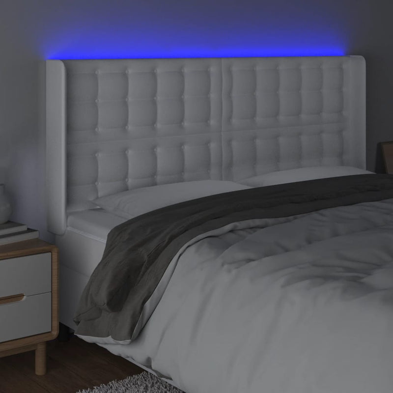 vidaXL fehér műbőr LED-es fejtámla 203x16x118/128 cm