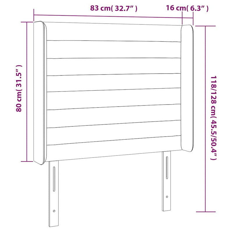 vidaXL világosszürke szövet LED-es fejtámla 83x16x118/128 cm
