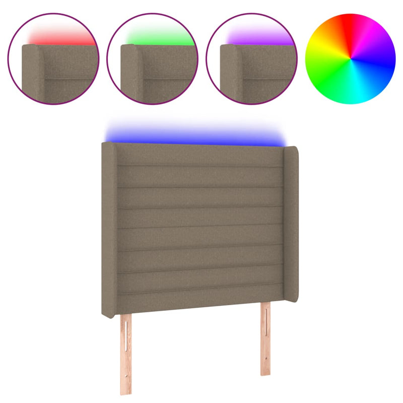 vidaXL tópszínű szövet LED-es fejtámla 93x16x118/128 cm