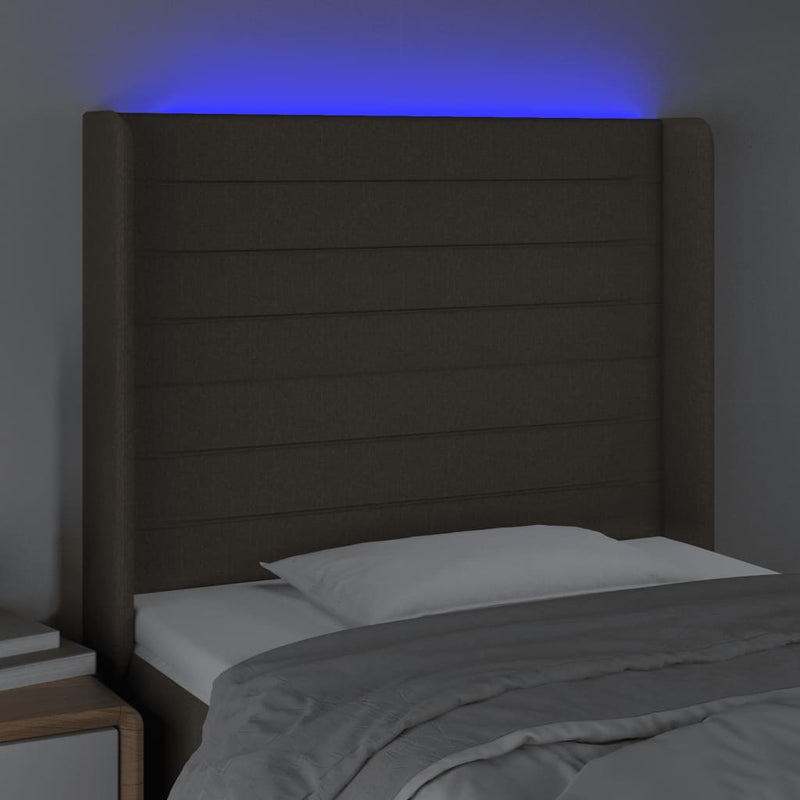 vidaXL tópszínű szövet LED-es fejtámla 93x16x118/128 cm