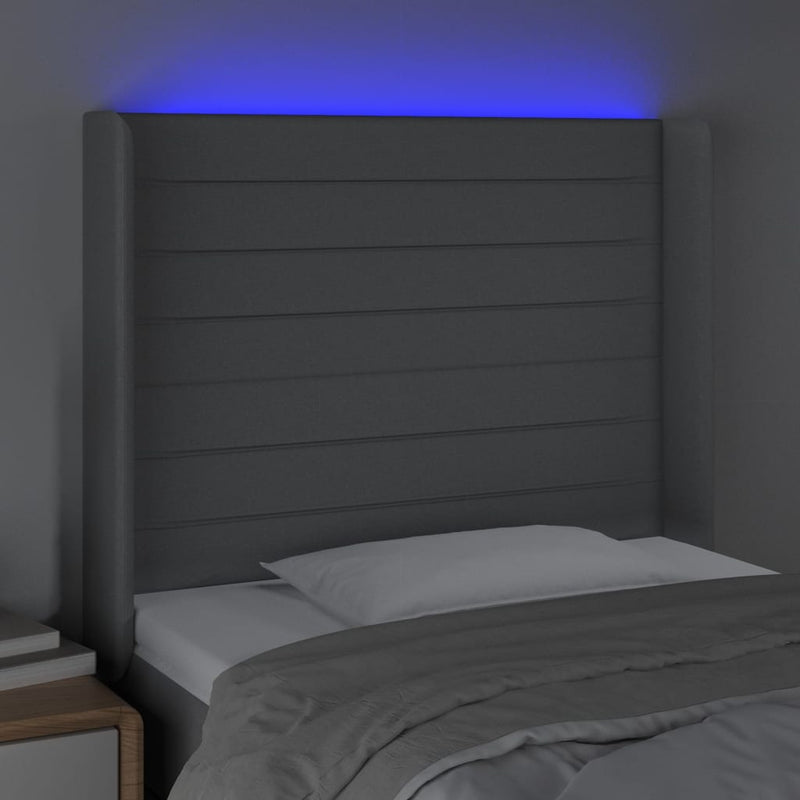 vidaXL világosszürke szövet LED-es fejtámla 103x16x118/128 cm