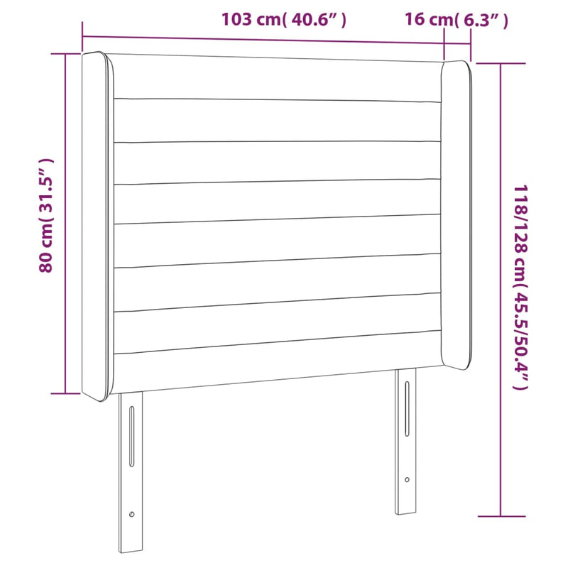 vidaXL krémszínű szövet LED-es fejtámla 103x16x118/128 cm