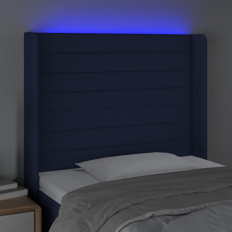 vidaXL kék szövet LED-es fejtámla 103x16x118/128 cm