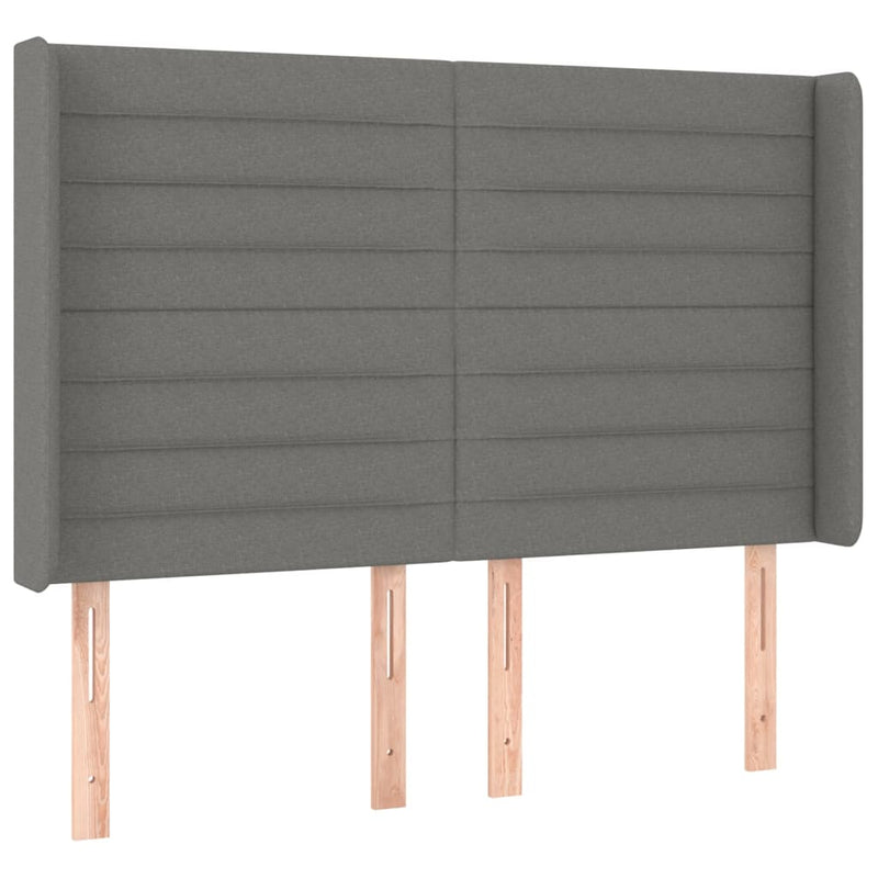 vidaXL sötétszürke szövet LED-es fejtámla 147x16x118/128 cm