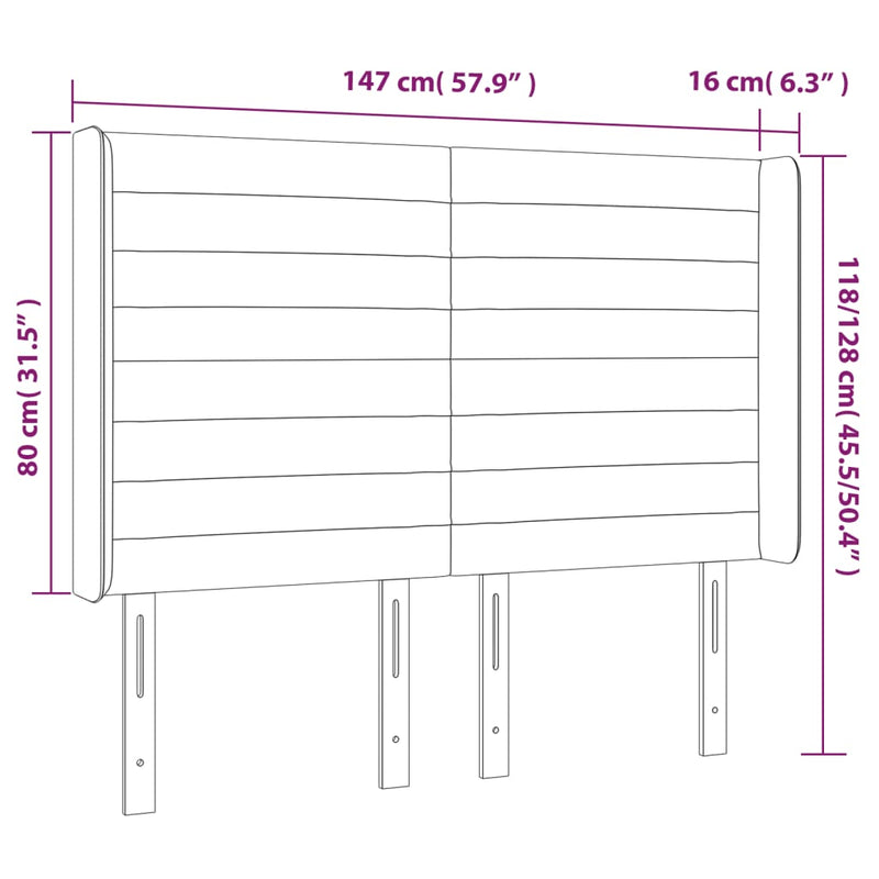 vidaXL tópszínű szövet LED-es fejtámla 147x16x118/128 cm