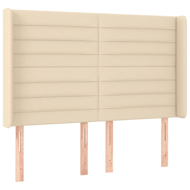 vidaXL krémszínű szövet LED-es fejtámla 147x16x118/128 cm