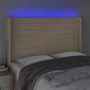 vidaXL krémszínű szövet LED-es fejtámla 147x16x118/128 cm