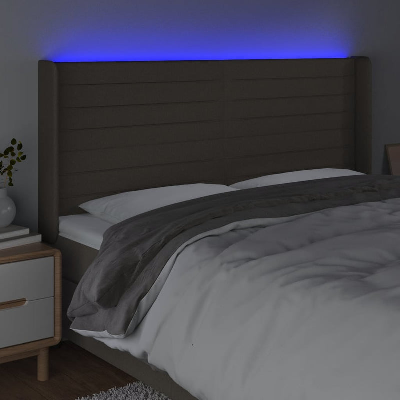 vidaXL tópszínű szövet LED-es fejtámla 163x16x118/128 cm