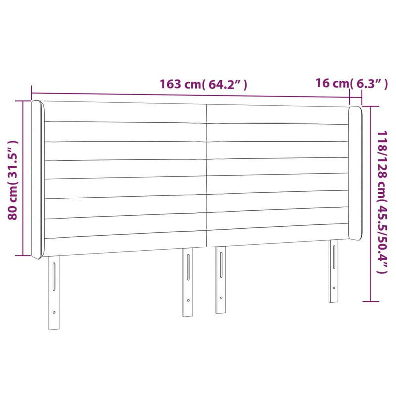 vidaXL tópszínű szövet LED-es fejtámla 163x16x118/128 cm