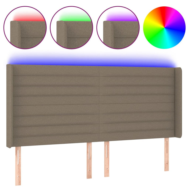 vidaXL tópszínű szövet LED-es fejtámla 183x16x118/128 cm
