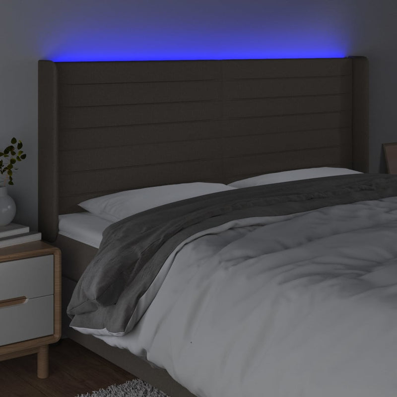 vidaXL tópszínű szövet LED-es fejtámla 183x16x118/128 cm