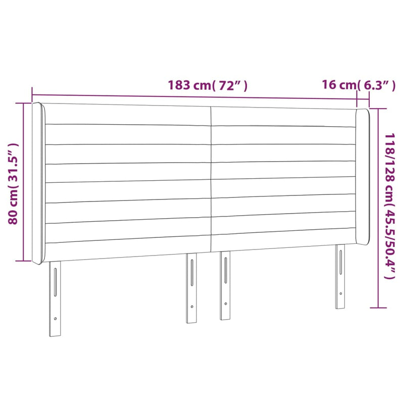 vidaXL kék szövet LED-es fejtámla 183x16x118/128 cm
