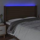 vidaXL sötétbarna szövet LED-es fejtámla 203x16x118/128 cm