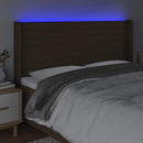 vidaXL sötétbarna szövet LED-es fejtámla 203x16x118/128 cm