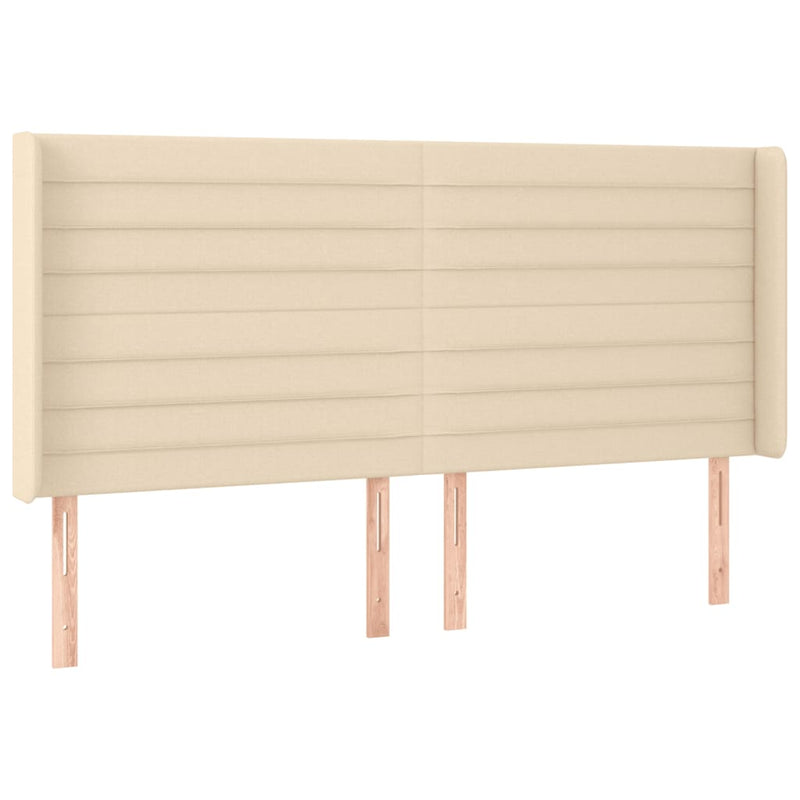 vidaXL krémszínű szövet LED-es fejtámla 203x16x118/128 cm
