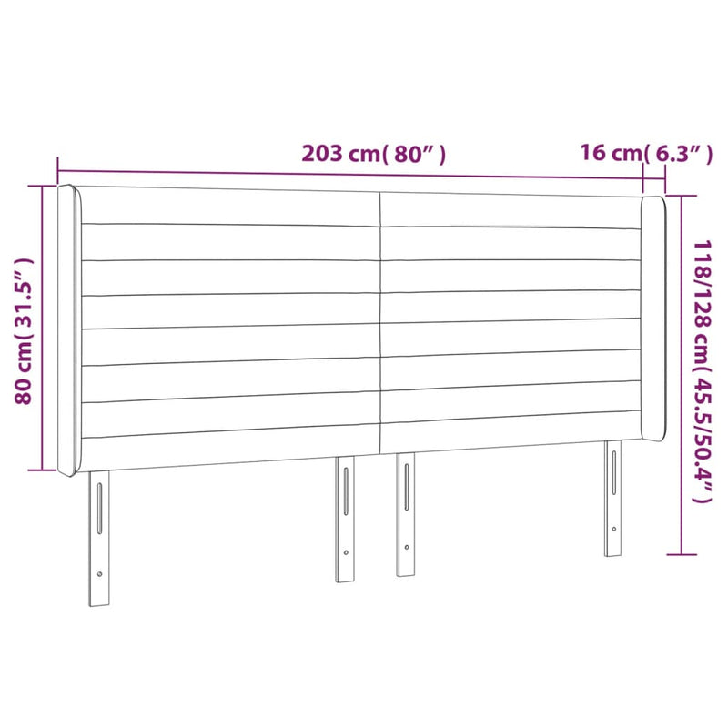 vidaXL krémszínű szövet LED-es fejtámla 203x16x118/128 cm