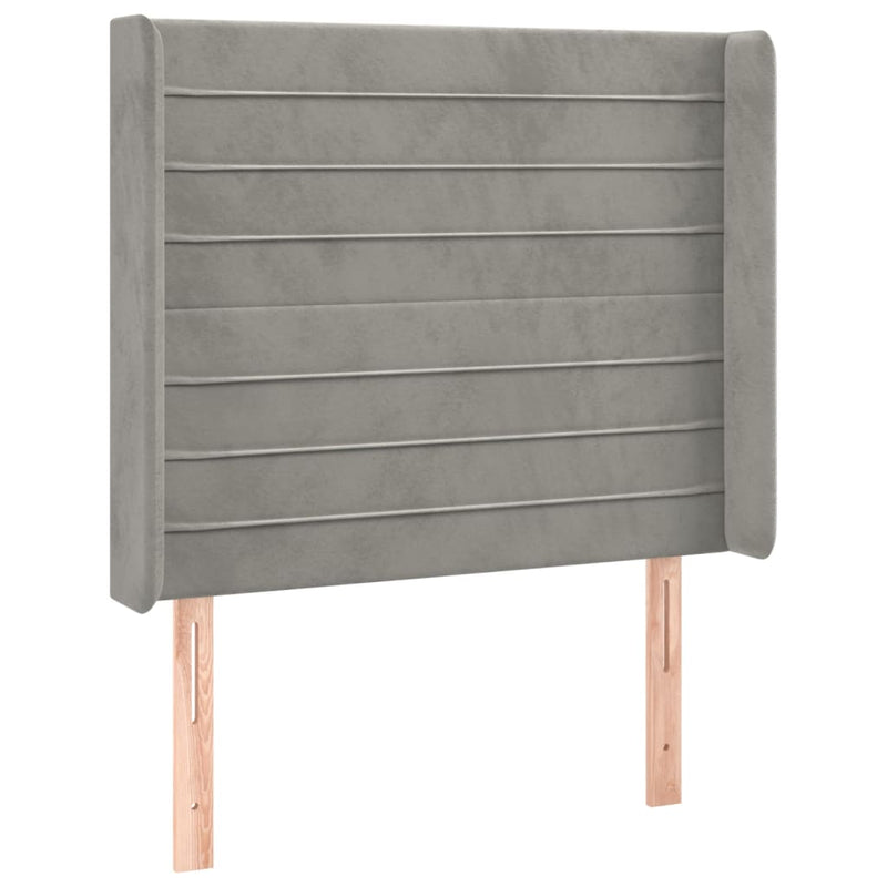 vidaXL világosszürke bársony LED-es fejtámla 83x16x118/128 cm
