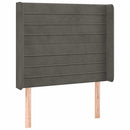 vidaXL sötétszürke bársony LED-es fejtámla 83x16x118/128 cm
