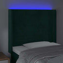 vidaXL sötétzöld bársony LED-es fejtámla 93x16x118/128 cm