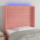 vidaXL rózsaszín bársony LED-es fejtámla 93x16x118/128 cm