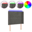 vidaXL sötétszürke bársony LED-es fejtámla 103x16x118/128 cm