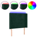vidaXL sötétzöld bársony LED-es fejtámla 103x16x118/128 cm