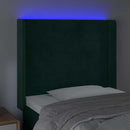 vidaXL sötétzöld bársony LED-es fejtámla 103x16x118/128 cm