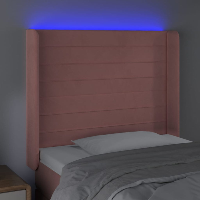 vidaXL rózsaszín bársony LED-es fejtámla 103x16x118/128 cm