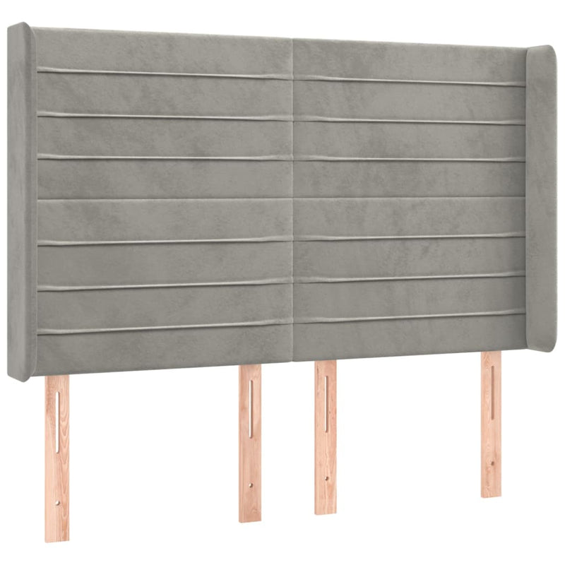 vidaXL világosszürke bársony LED-es fejtámla 147x16x118/128 cm
