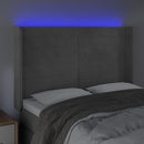 vidaXL világosszürke bársony LED-es fejtámla 147x16x118/128 cm
