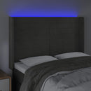 vidaXL sötétszürke bársony LED-es fejtámla 147x16x118/128 cm