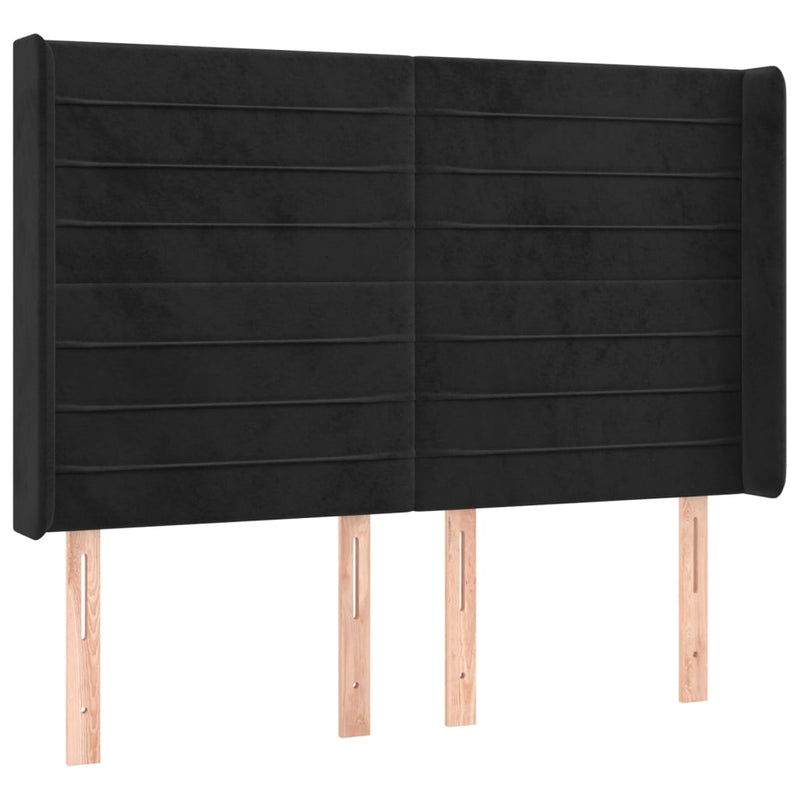 vidaXL fekete bársony LED-es fejtámla 147x16x118/128 cm