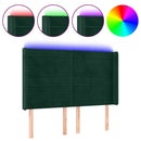 vidaXL sötétzöld bársony LED-es fejtámla 147x16x118/128 cm