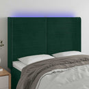 vidaXL sötétzöld bársony LED-es fejtámla 147x16x118/128 cm