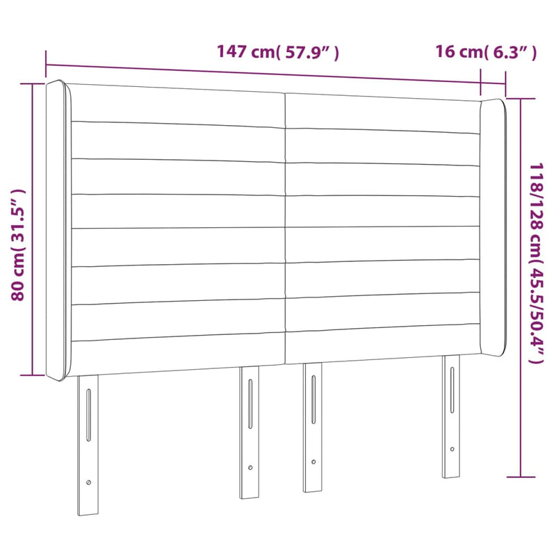 vidaXL sötétkék bársony LED-es fejtámla 147x16x118/128 cm