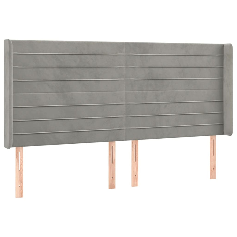 vidaXL világosszürke bársony LED-es fejtámla 163x16x118/128 cm