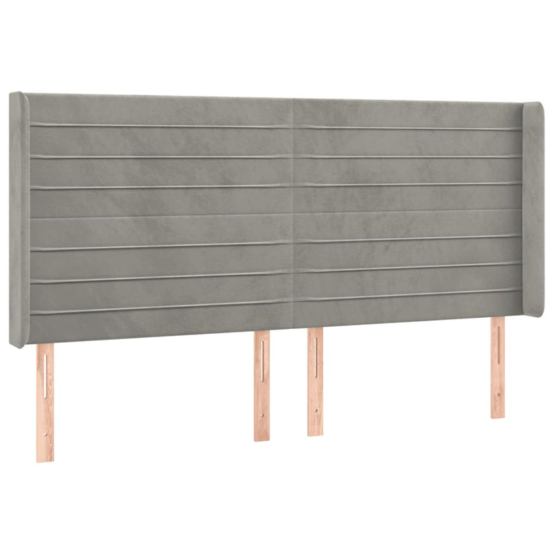 vidaXL világosszürke bársony LED-es fejtámla 183x16x118/128 cm