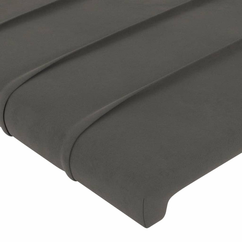 vidaXL sötétszürke bársony LED-es fejtámla 183x16x118/128 cm