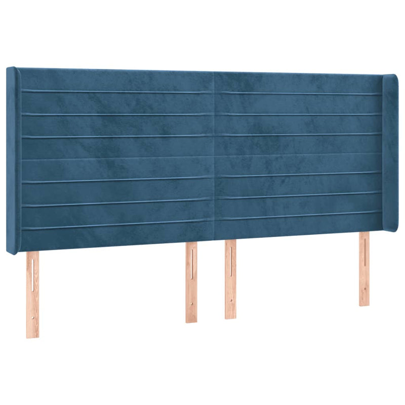 vidaXL sötétkék bársony LED-es fejtámla 183x16x118/128 cm