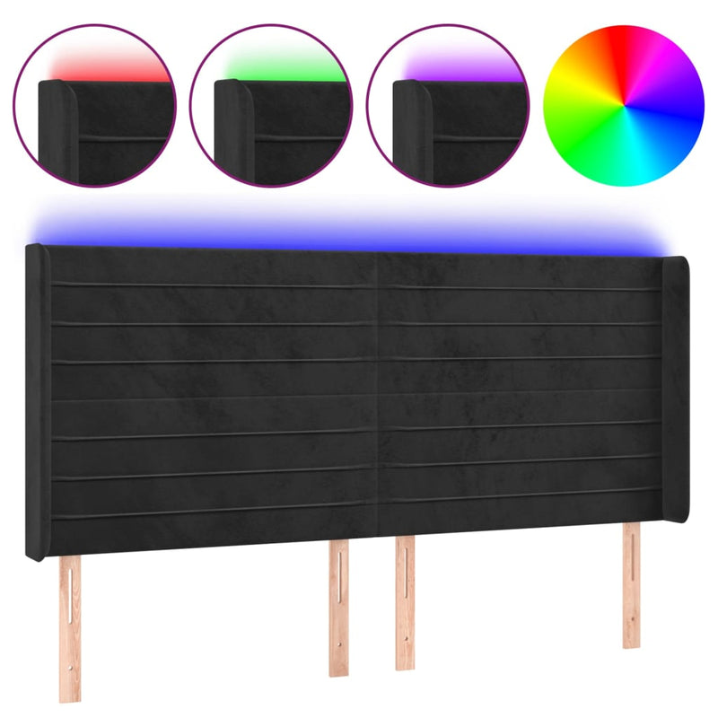 vidaXL fekete bársony LED-es fejtámla 203x16x118/128 cm