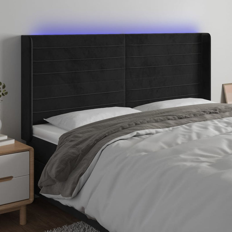 vidaXL fekete bársony LED-es fejtámla 203x16x118/128 cm