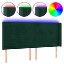 vidaXL sötétzöld bársony LED-es fejtámla 203x16x118/128 cm