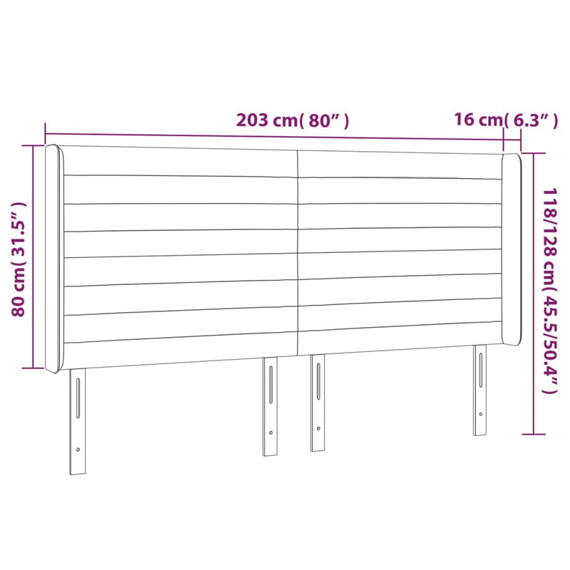 vidaXL sötétzöld bársony LED-es fejtámla 203x16x118/128 cm