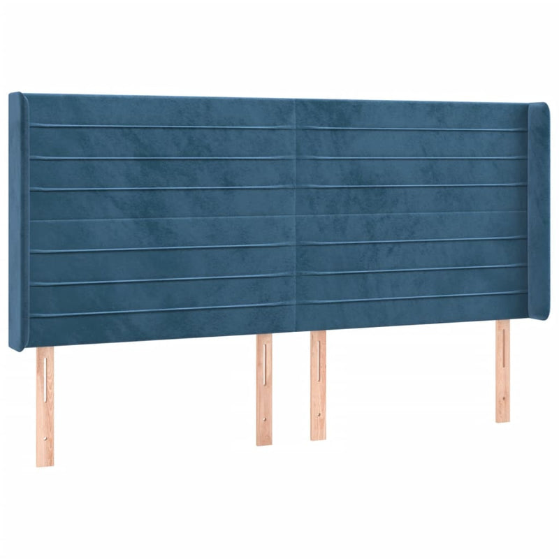 vidaXL sötétkék bársony LED-es fejtámla 203x16x118/128 cm