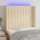 vidaXL krémszínű szövet LED-es fejtámla 93x16x118/128 cm