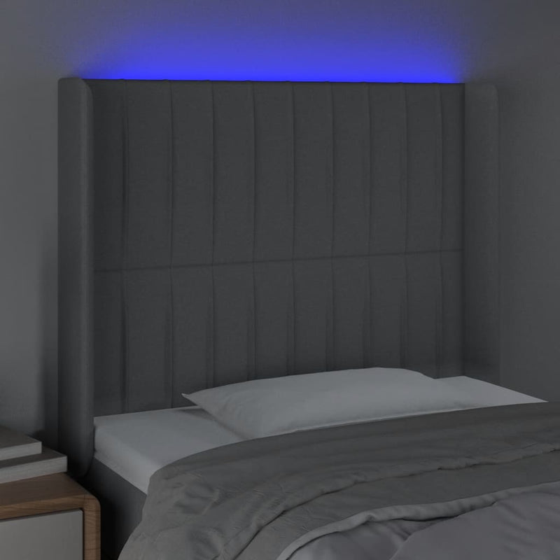 vidaXL világosszürke szövet LED-es fejtámla 103x16x118/128 cm