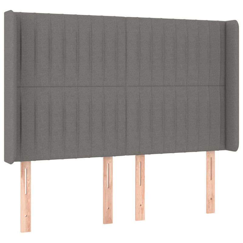 vidaXL sötétszürke szövet LED-es fejtámla 147x16x118/128 cm