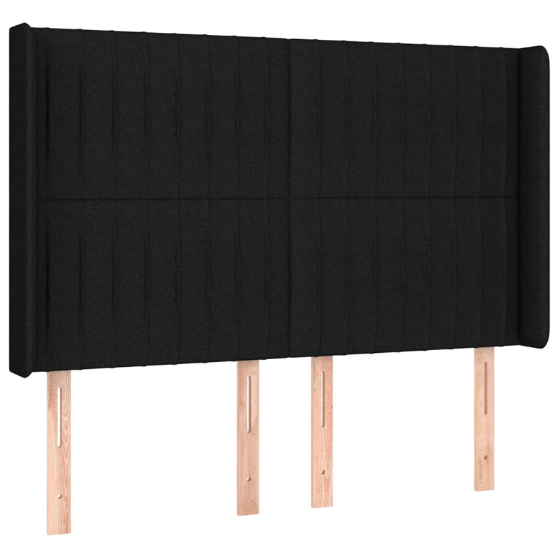 vidaXL fekete szövet LED-es fejtámla 147x16x118/128 cm