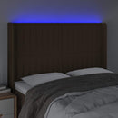 vidaXL sötétbarna szövet LED-es fejtámla 147x16x118/128 cm
