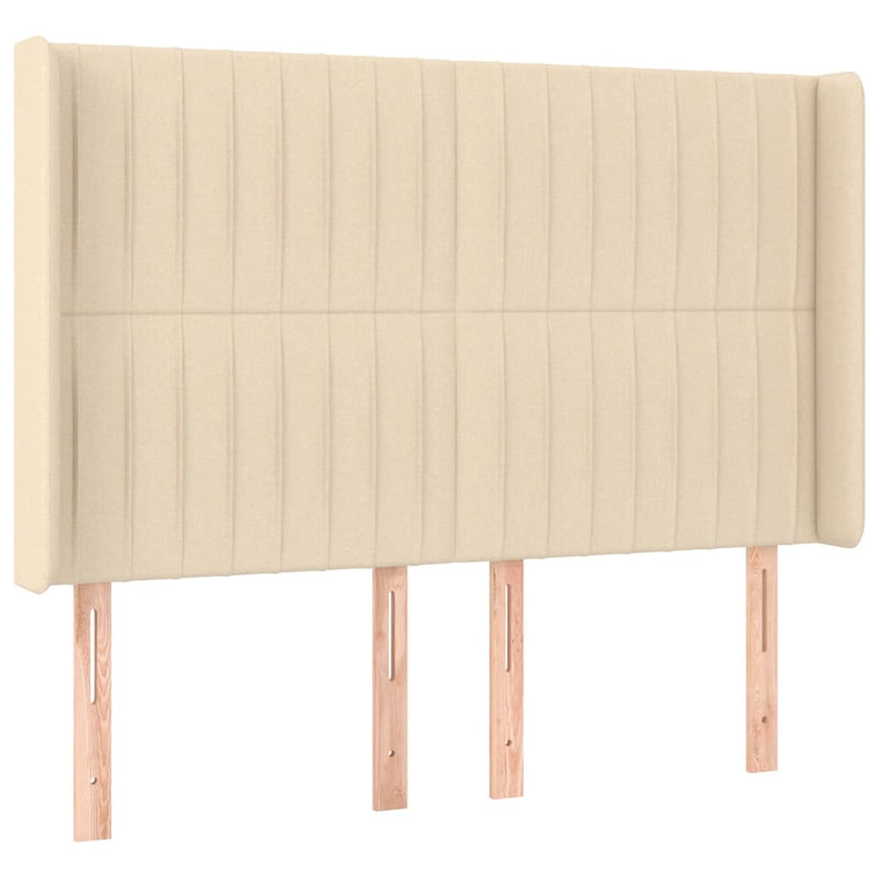 vidaXL krémszínű szövet LED-es fejtámla 147x16x118/128 cm